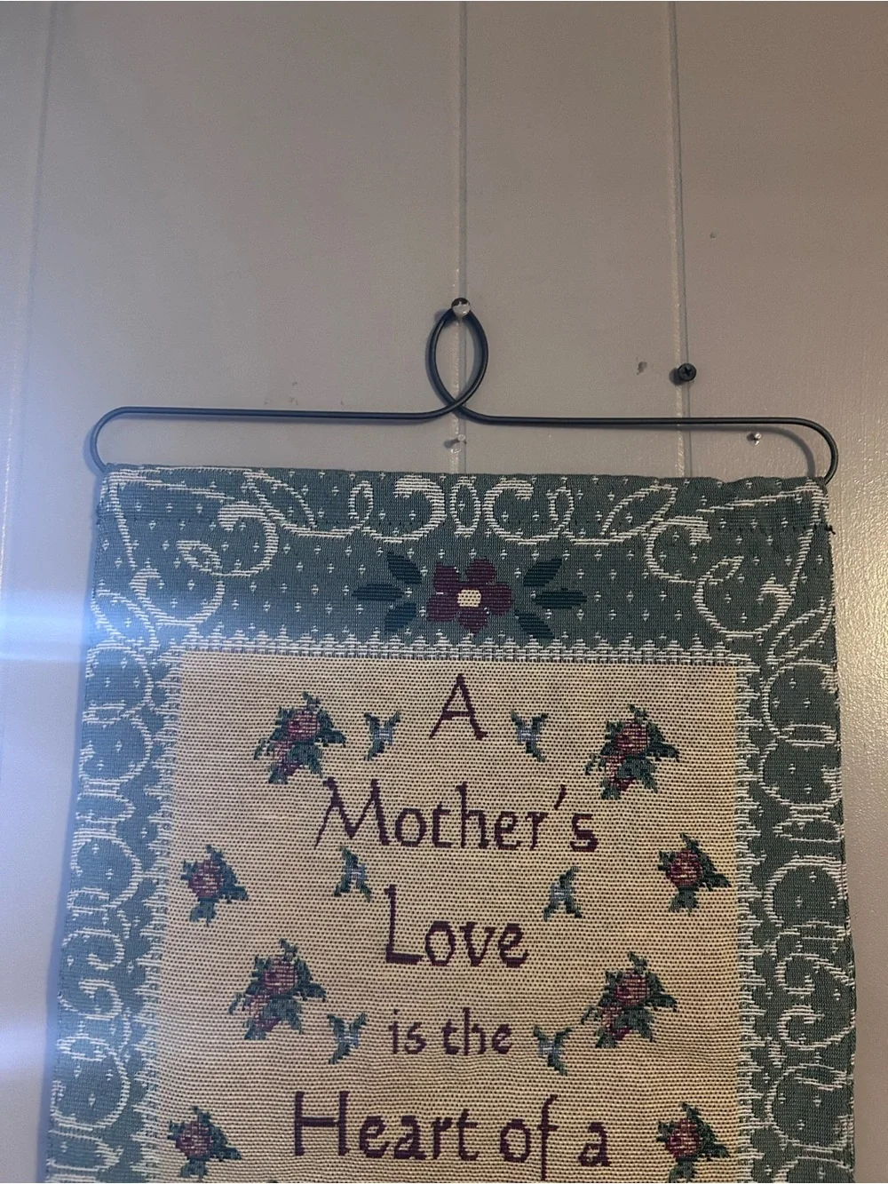 Vintage Green & Cream 'A Mother's Love' Tapestry Wall Hanging